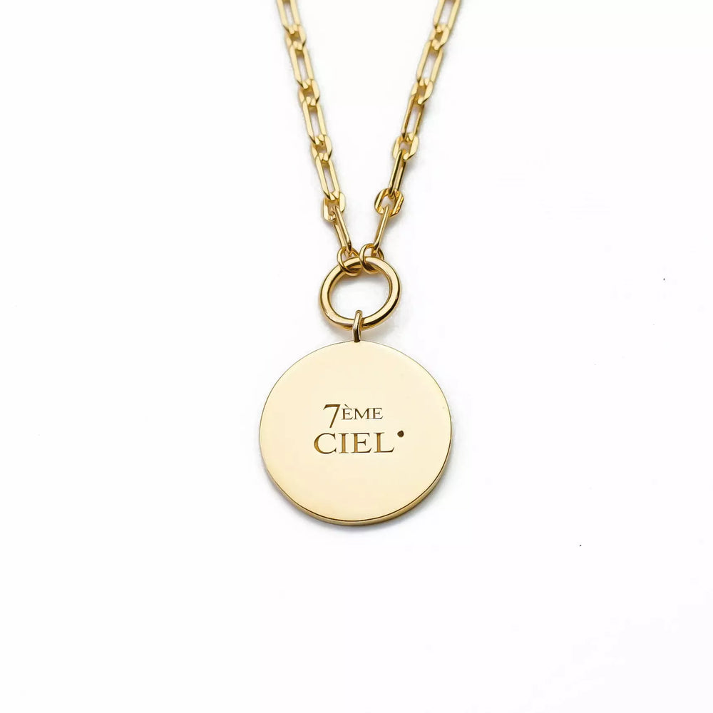 Collier femme 7ème ciel en vermeil à gravure personnalisable gravé de l'inscription 7ème ciel