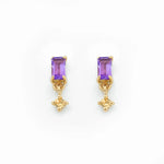 Boucles d’oreilles mimi violette collection radieuse plaquées or serties de zircons de couleur violette et ambre